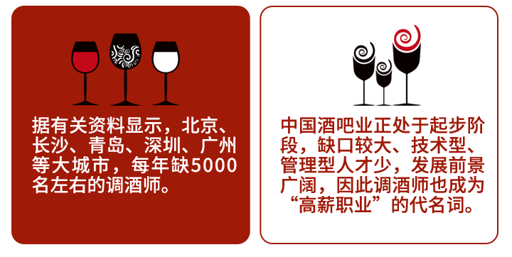 中国酒吧业正处于起步阶段，缺口较大、技术型、管理型人才少，发展前景广阔，因此调酒师也成为“好职业”的代名词。
